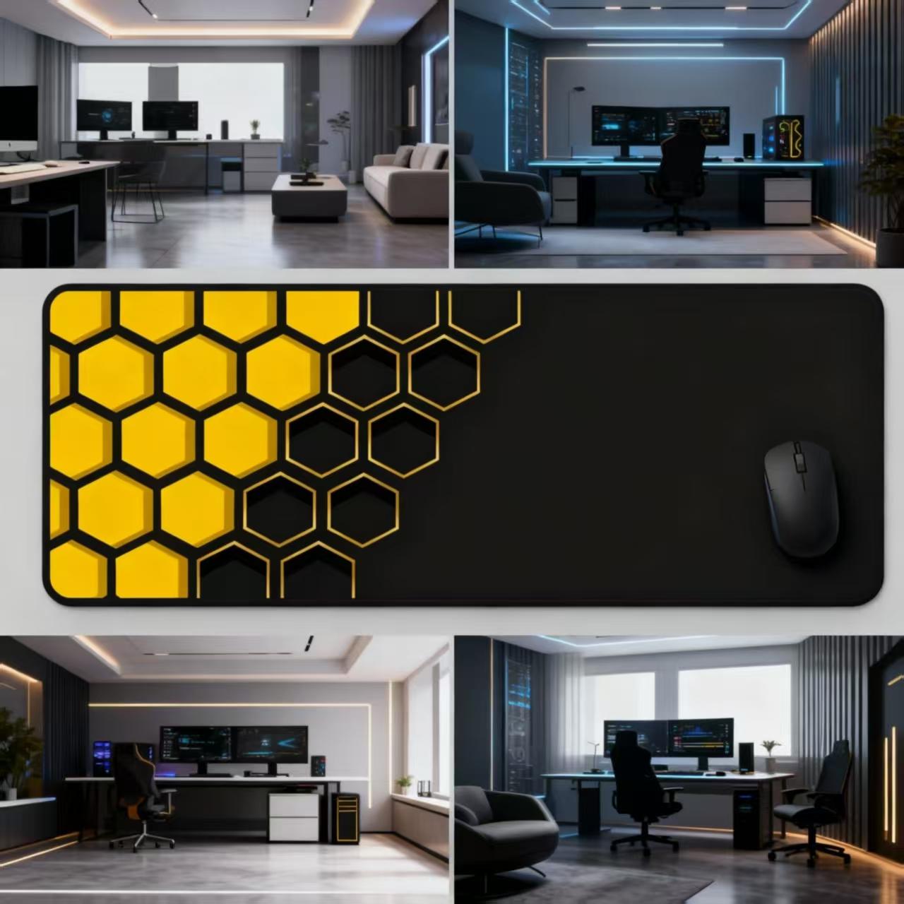 Hexagon Mouse Pad Mat Table Top Hanging Art Mtg Game Mat, Non-Slip Easy Clean Dual Edge Stitched Gaming Playmat for Magic Party Picnic