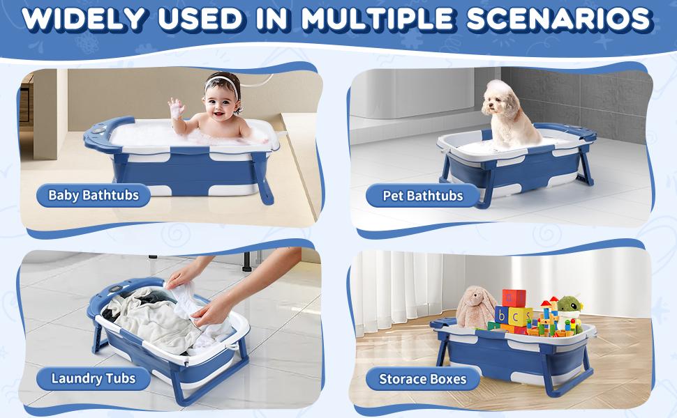 Baby Bathtub,Collapsible Baby Bath Tub with Thermometer & Soft Floating Cushion,Portable Travel Baby Bathtubs for Newborns to Toddlers 0-36 Months(Crab Gray) Swing Seat