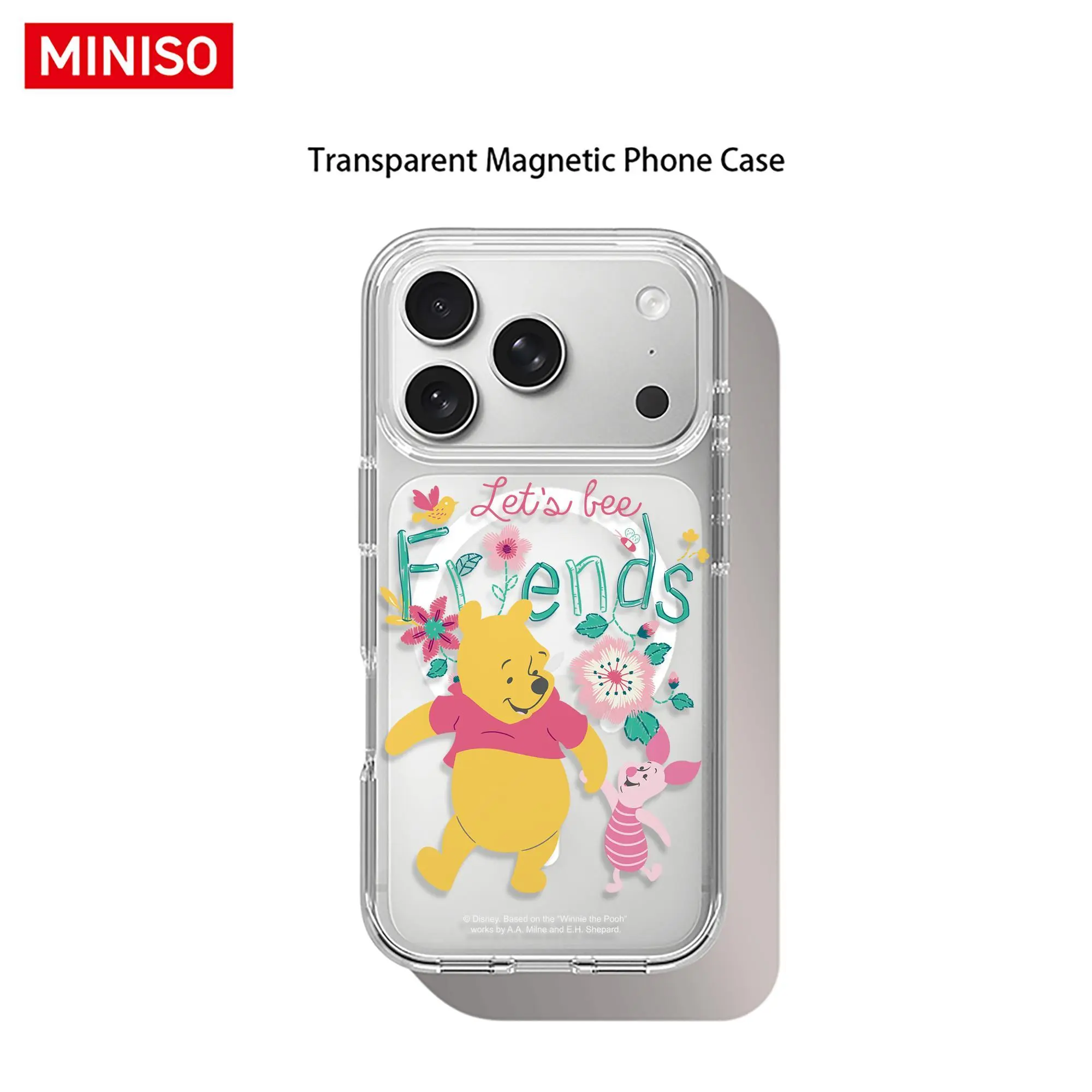 Disney Winnie the Pooh Let's Bee Friends Phone Case Transparent Magnetic Shockproof case suitable for iphone 17 Pro Max/17 Pro/17 Air/17/16/15/14/13/12/11 Series