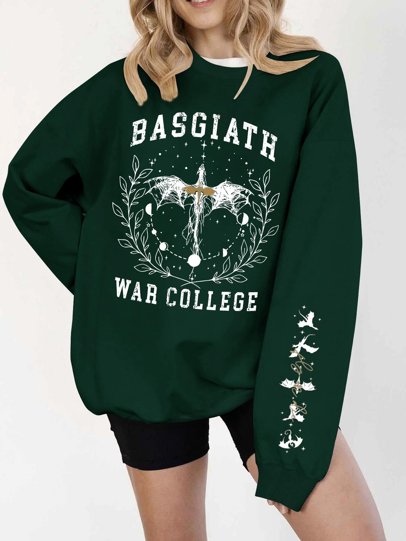 Fourth Wing Basgiath War College Long Sleeve Sweatshirt | Dragon Rider Graphic Pullover | Booktok Merch For Fantasy Lovers | Womenswear