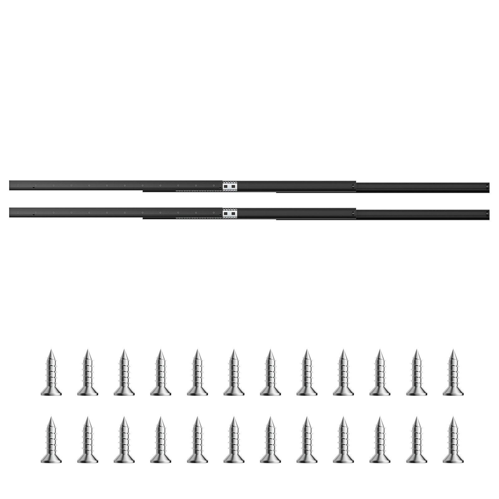 VEVOR Undermount Drawer Slides, 40 in Undermount Type, Full Extension Ball Bearings, 260 LB Heavy Duty Bottom Rails, Stair Cabinet Glides Track Runners, for DIY Replacement, Black