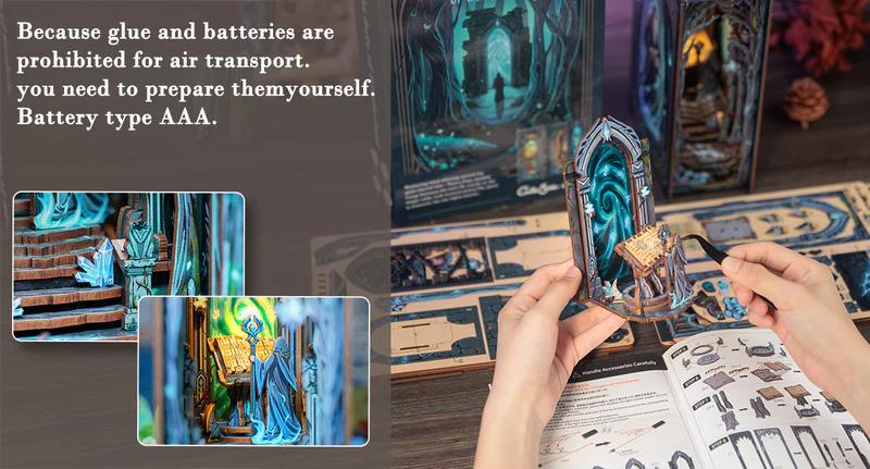【The Gate of Wonderland】CUTEBEE Book Nook Kit - DIY Miniature House Magic Tiny House Booknook Dollhouse Kit for Adults, Teens, 3D Wooden Puzzle Bookshelf Insert Decor, Gifts for Family and Friends