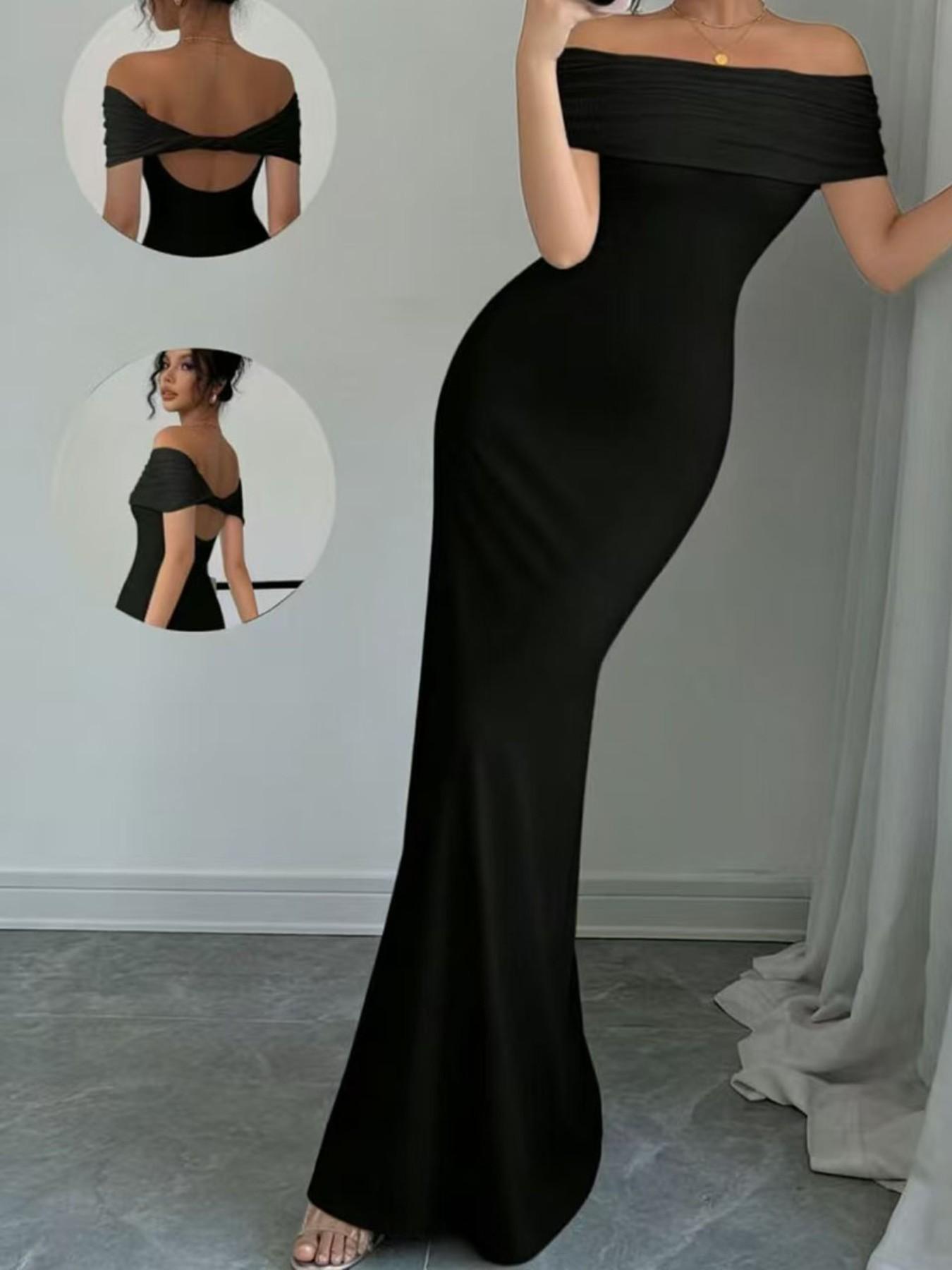 Summer Sleeveless One-Shoulder Dress, Fashion Slim Fit Elegant Lady Sexy Bodycon Dress, Women's Stylish Summer Clothing