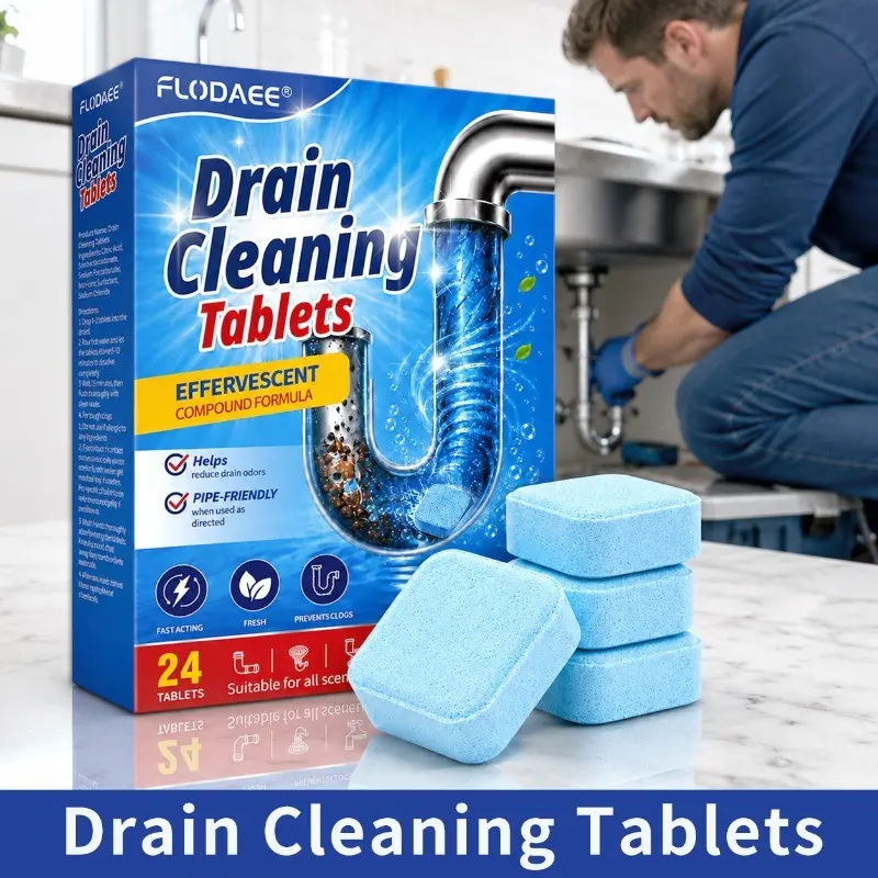 Universal Pipe Cleaner, Drain Unblocker Tablets, Kitchen Sink Bathroom Drains, Deodorizing Fragrant, Dissolves Clogs, Easy to Use