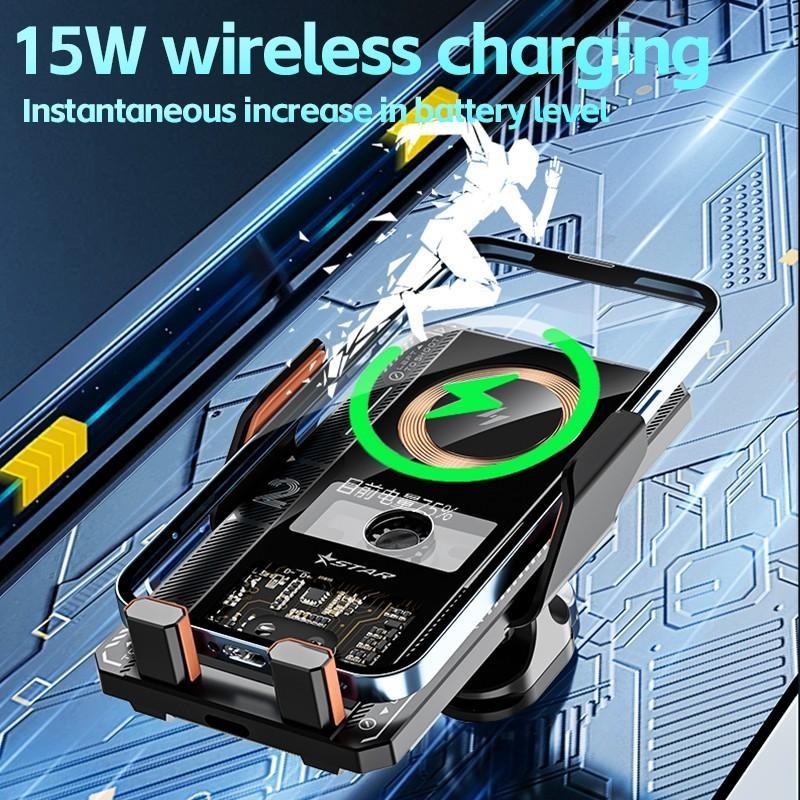 Wireless Car Charger 15w Fast Charging, Auto Clamping Vent Mount Holder for iPhone Samsung Huawei Xiaomi Android Phones