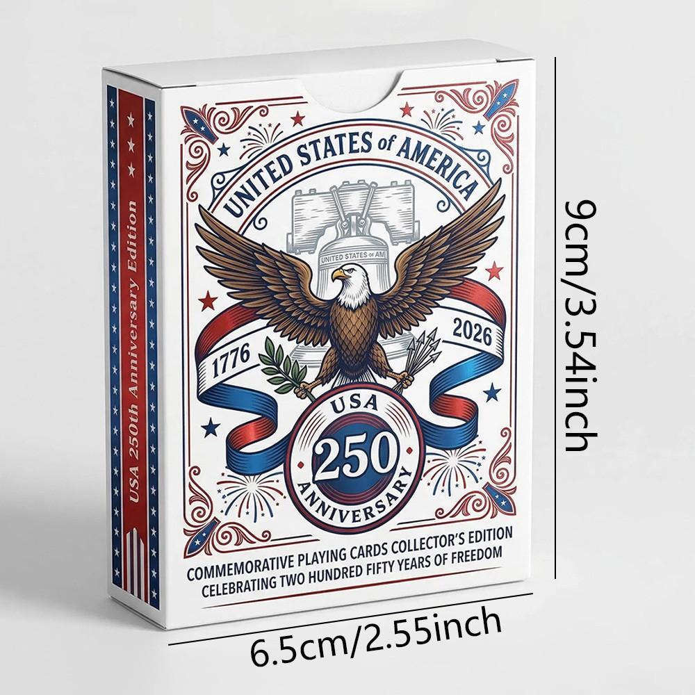 250th Anniversary USA Semiquincentennial Freedom Eagle Poker Cards, Innovation And Space, 1776-2026 Commemorative Deck, Standard Size Premium Playing Cards, Patriotic Holiday Collectible, Versatile Use