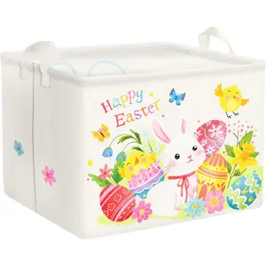Large Easter Basket Stuffers for Toddler Boy Girl Easter Egg Gift Basket Empty Book Toy Chest Organizer Clothes Blanket Bin Daycare Nursery