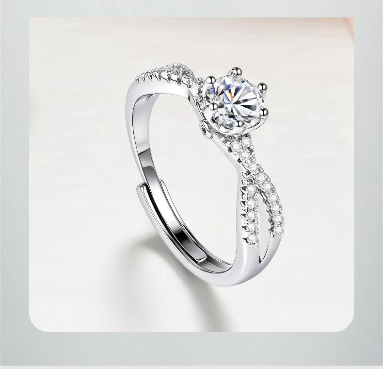 Garland Ball Diamond Ring, Double Row Hollow Six-Prong Inlaid Diamond, One-Carat Zirconia Ring for Women, Light Luxury Versatile High-End Ring