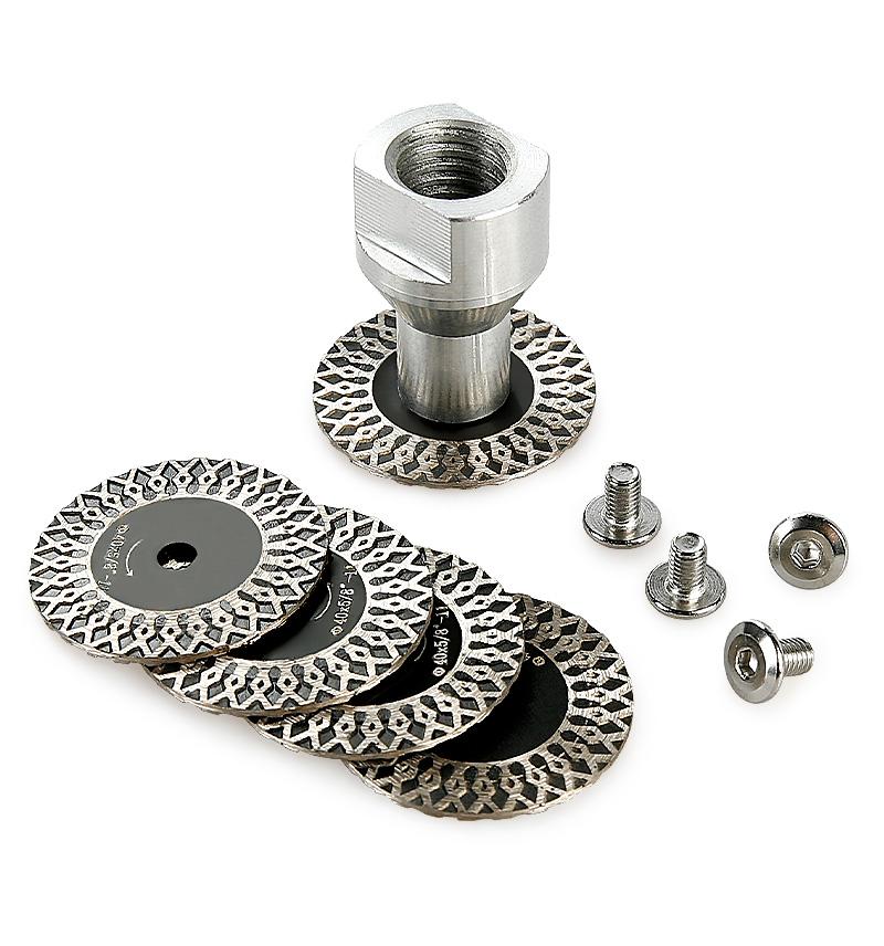 LOZILIN 5PCS 1.5"/40MM Diamond Engraving Blades - Removable Flange for Granite, Marble, Tile & PVC Engraving - Rotary Saw Blades for Stone Lettering, Angle Grinder Carving Grinding Tools