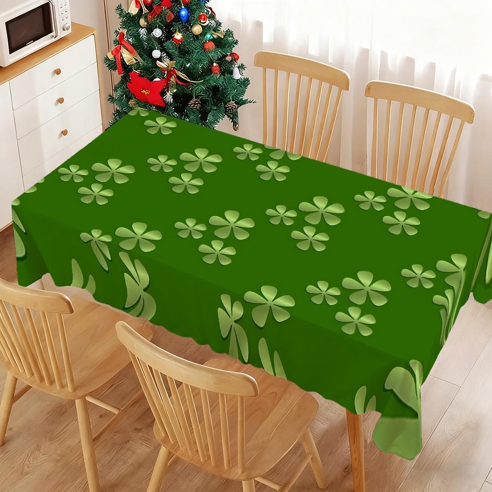 1 pc St Patrick's Day Tablecloth Leaf Pattern, Perfect for Picnics Camping Weddings Birthdays Restaurants Buffets, Washable Home Decor