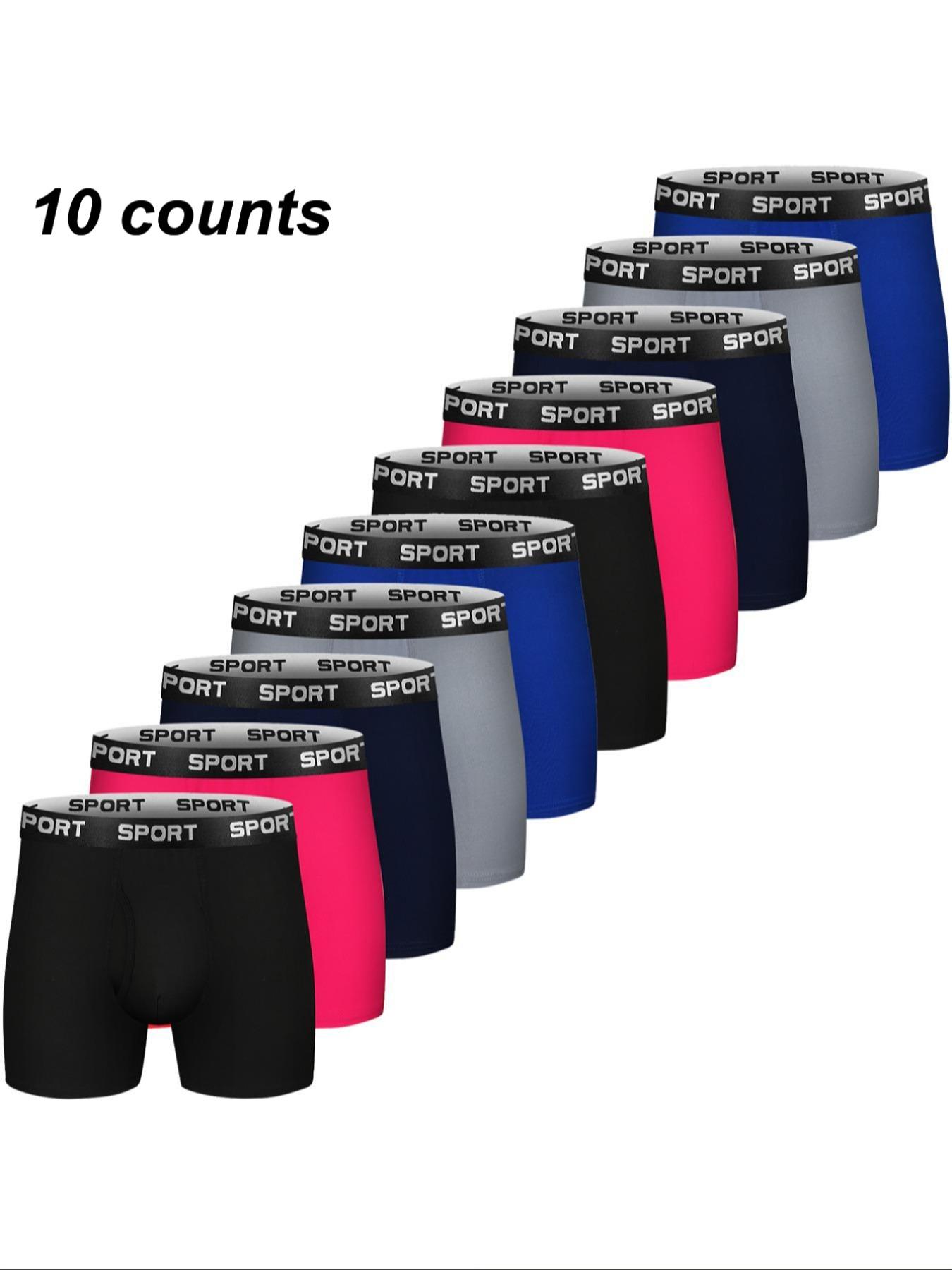 Men's Solid Color / Letter Tape Stretchy Boxer Briefs, Casual Comfy Slim Fit Breathable Moisture Absorption Opening Crotch Underwear for Daily Wear, Mens Underwear for All Seasons, Undergarments, Athleisure Menswear, Underwear Boxer Briefs