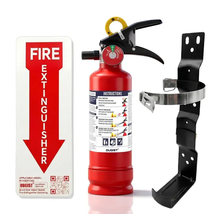 OUGIST 2.5 lb ABC Fire Extinguisher Kit – Wall Mount Bracket and Glow-in-the-Dark Safety Sticker – Dry Chemical Fire Protection for Home, Kitchen, Garage and Office