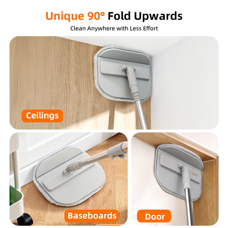 Mop and bucket set, convenient for cleaning corners, rotating mop with dirty water self separation system, including 4 replacement mop heads, household self-cleaning mop and bucket system, equipped with mop scraper for floor cleaning