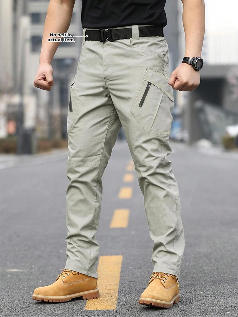 Men's Solid Color Flap Pocket Zipper Fly Cargo Pants without Belt Accessories, Casual Comfy Button Fly Trousers for Daily Wear, Men's Bottoms for All Seasons, Menswear, Plain