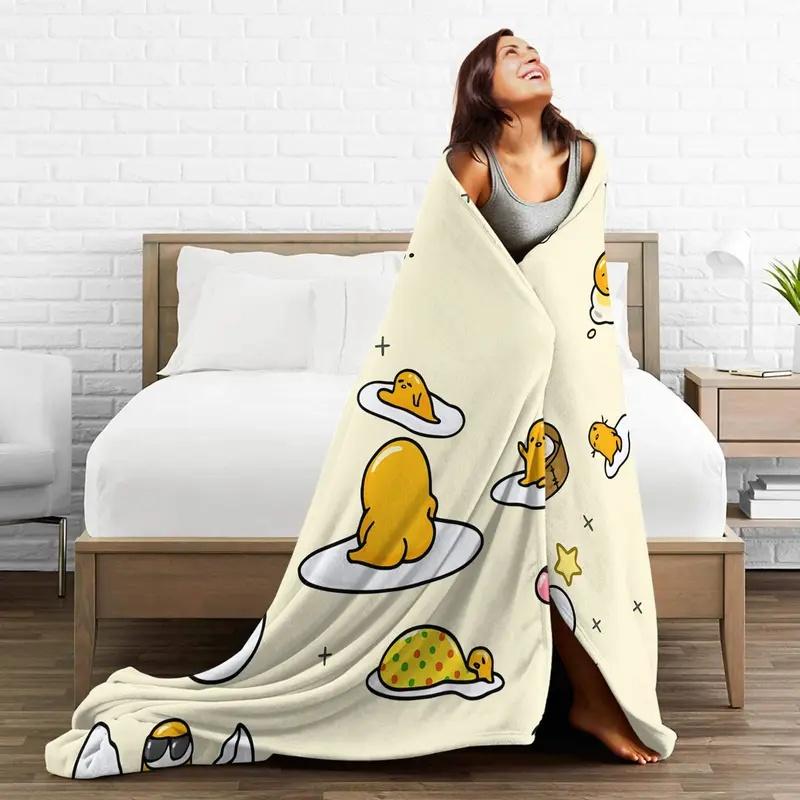 Gudetama Lazy Egg Flannel Throw Blanket - Super Warm Winter Blanket for Kids' Bedrooms, Sofa Cover, Ideal Holiday/Birthday Gift for Family, All-Season Cozy Home Decor