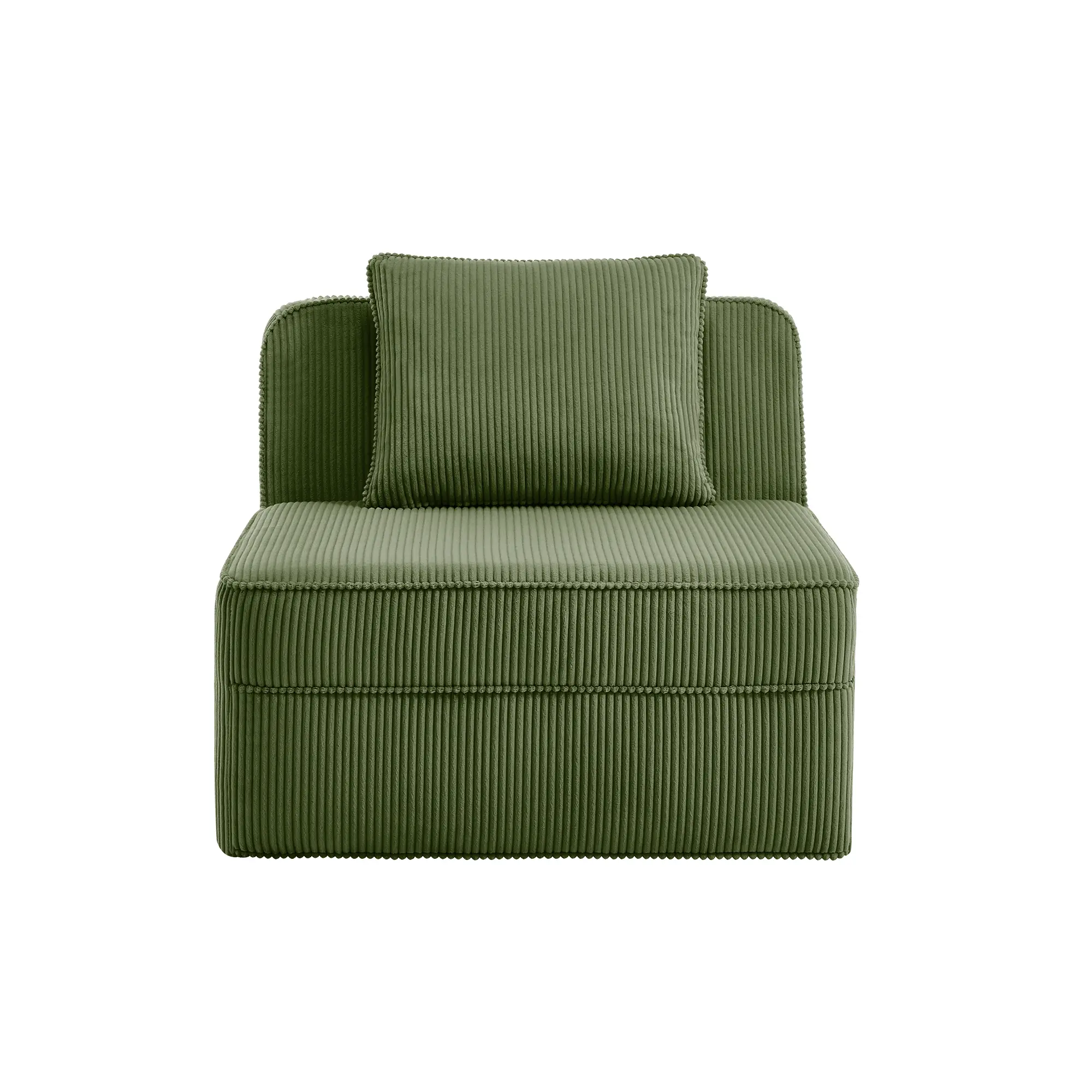 Nokaa Armless Sofa with Pillow Corduroy Green Single Seat Couch No Assembly Needed Living Room Accent Chair for Apartment Lounge Office Waiting Room