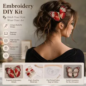 4D Butterfly Embroidery DIY Kit, 3D Handmade Bead Embroidery Set, French Style, Beginner Friendly, Holiday Creative Gift