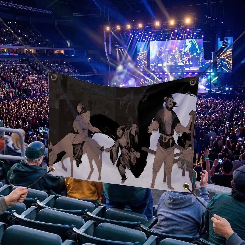 W-Where Winds Meet GAME Flags Multi Size Atmosphere Flag, Cheerleading Hand Pulled Banner, Portable Outdoor Event Flag & Wall Decor for Sports, Parties, Home and Room Decoration