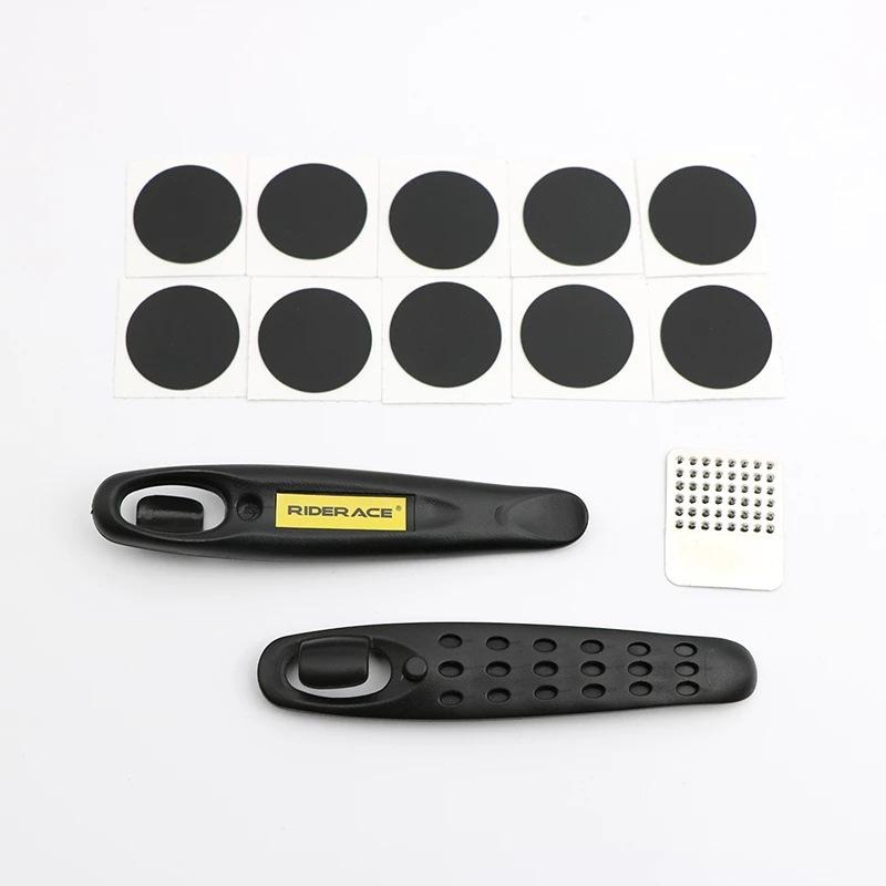 10-Piece Patch Kit with Tire Levers & Rasp for Glueless Mountain Bike Repair