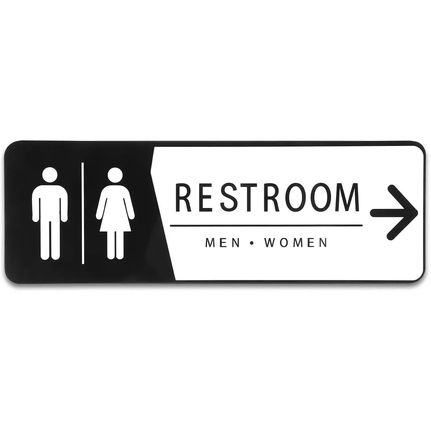 Restroom Sign with , Super  Self-Adhesive Restroom Sign with Right ,  Durable and Bright  Design for Office or Business Bathroom and Toilet(9 x 3 Inch)
