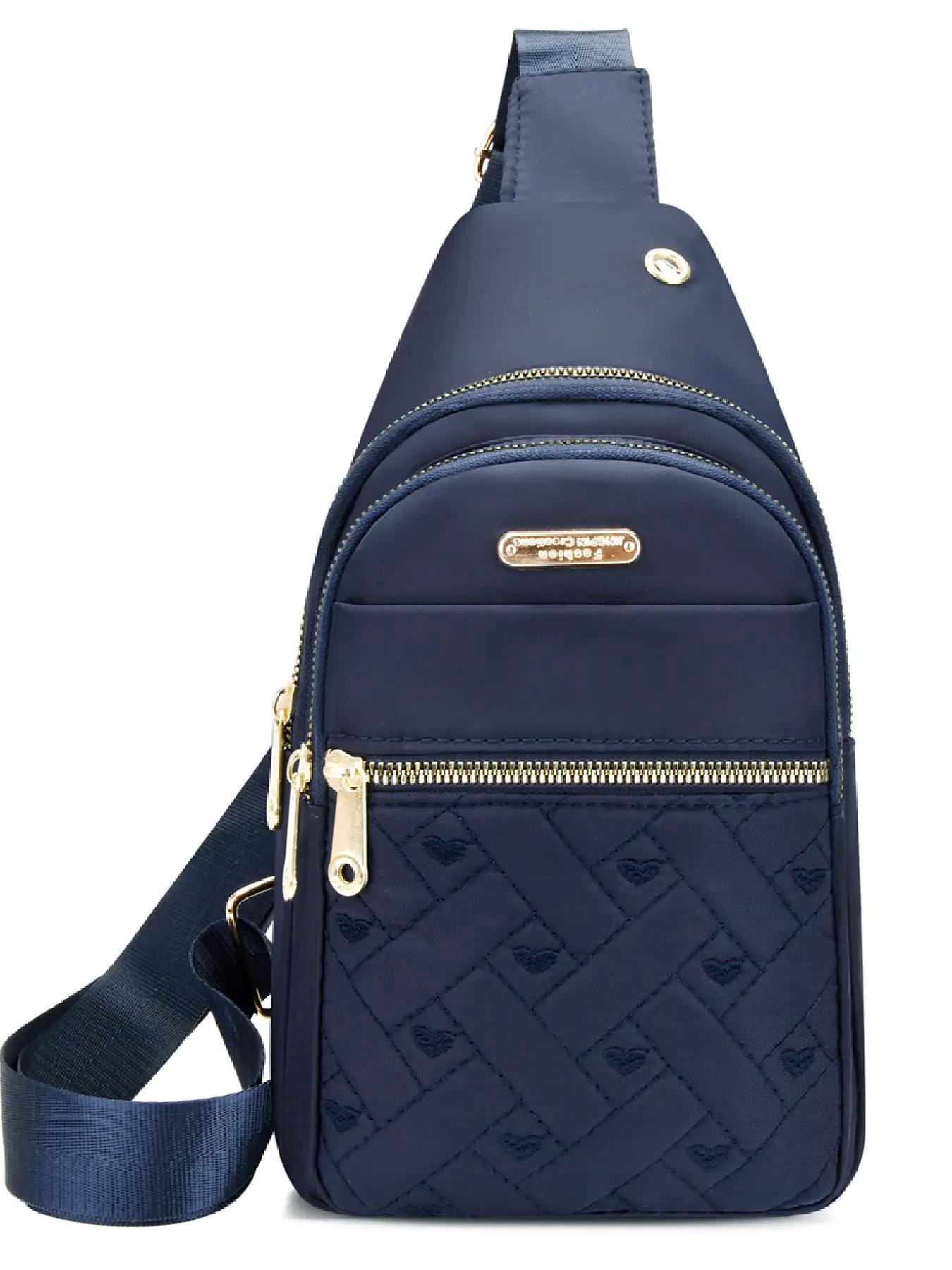 Quilted Texture Zipper Fanny Pack, Casual Solid Color Chest Belt Bum Bag for Women, Trendy Versatile Daily Commuting Bag, Girl Fashionable Crossbody Bag