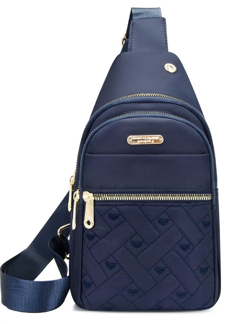 Quilted Texture Zipper Fanny Pack, Casual Solid Color Chest Belt Bum Bag for Women, Trendy Versatile Daily Commuting Bag, Girl Fashionable Crossbody Bag