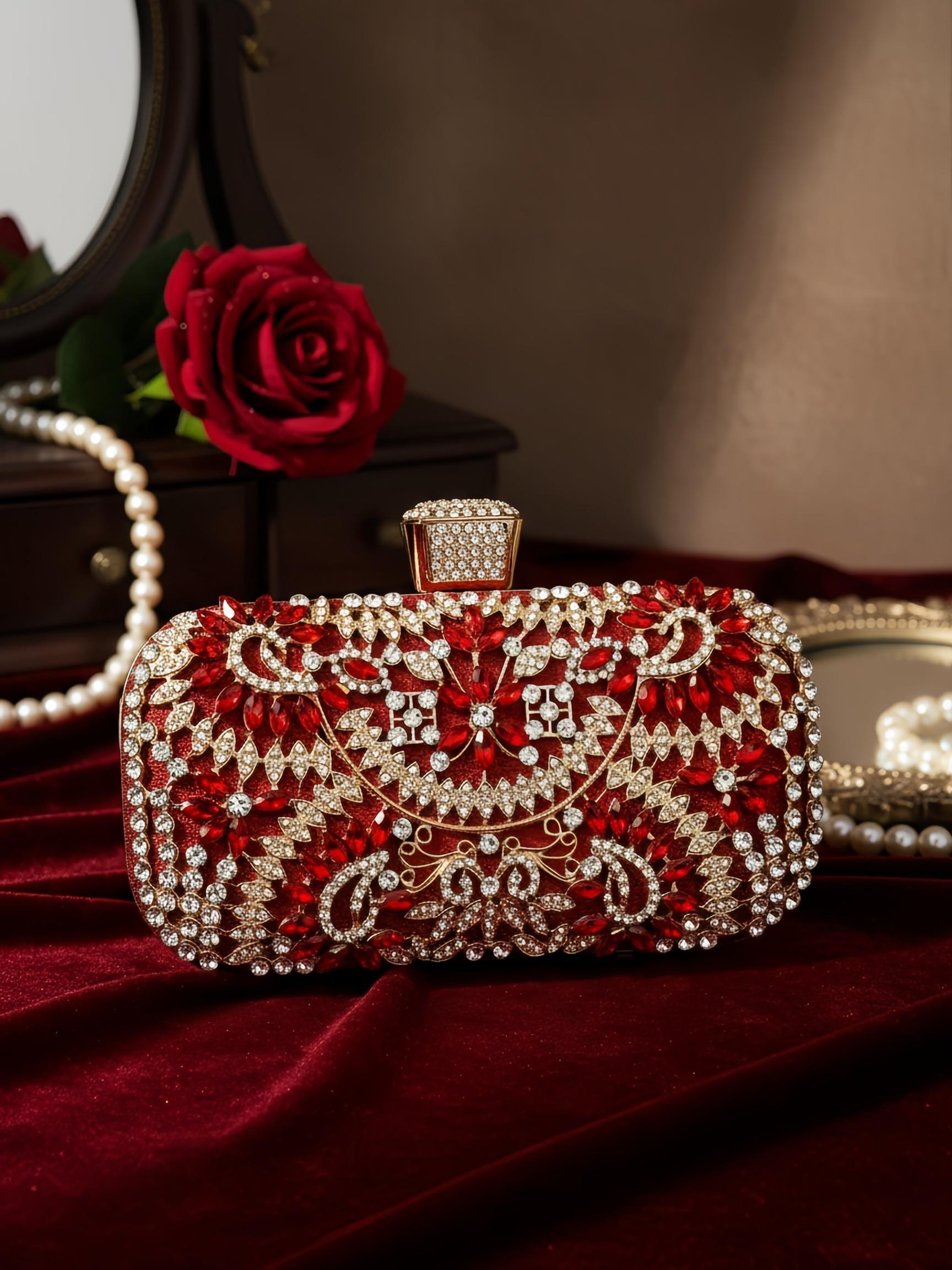 High-End Rhinestone Evening Bag, Fashionable Sparkling Fabric, Embellished Clutch, Versatile Banquet Clutch, Luxurious Handbag for Weddings, Parties, Birthdays