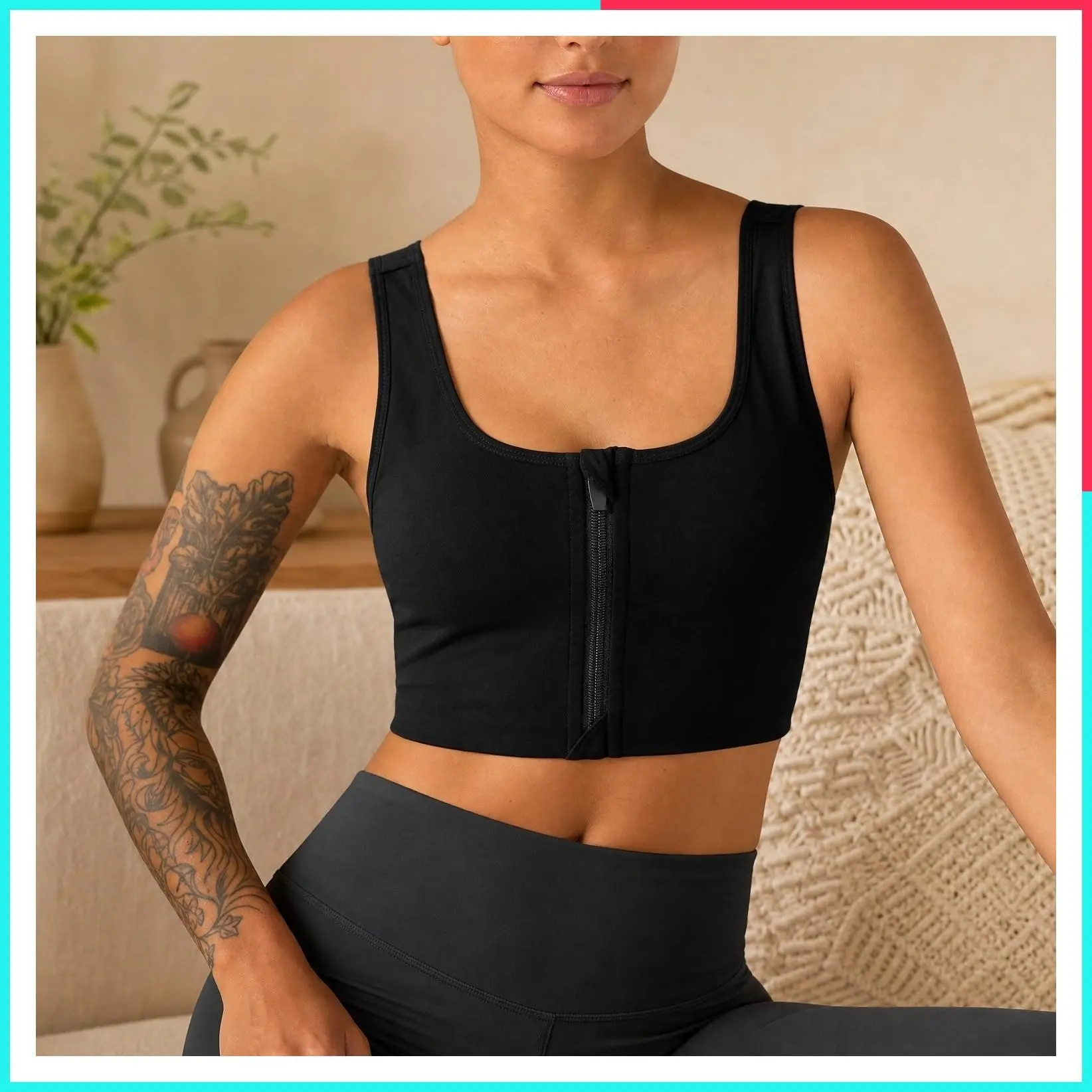 Chest Binder for Transgender FTM Tomboy Square Collar Front Zipper Bra Tank Top