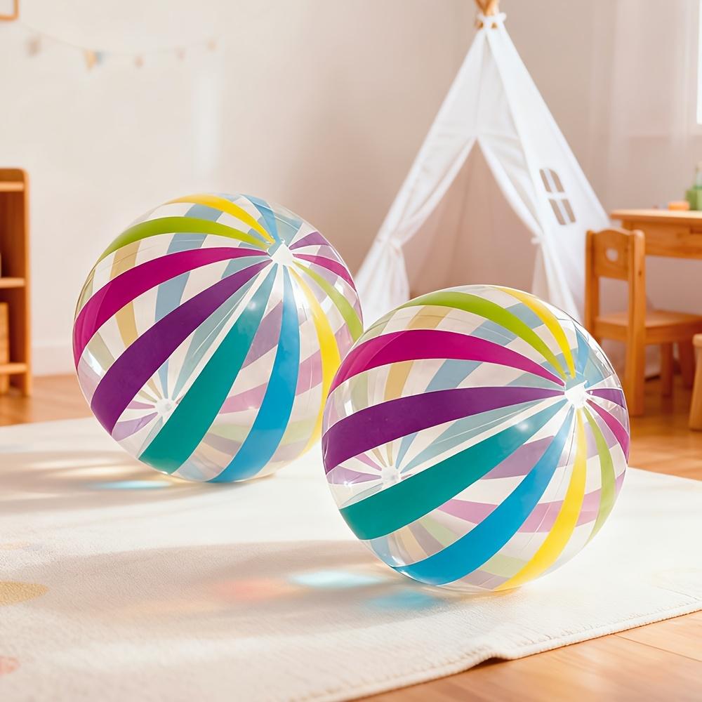 2 packs of colorful striped beach balls, inflatable PVC balls for pool parties and gatherings.