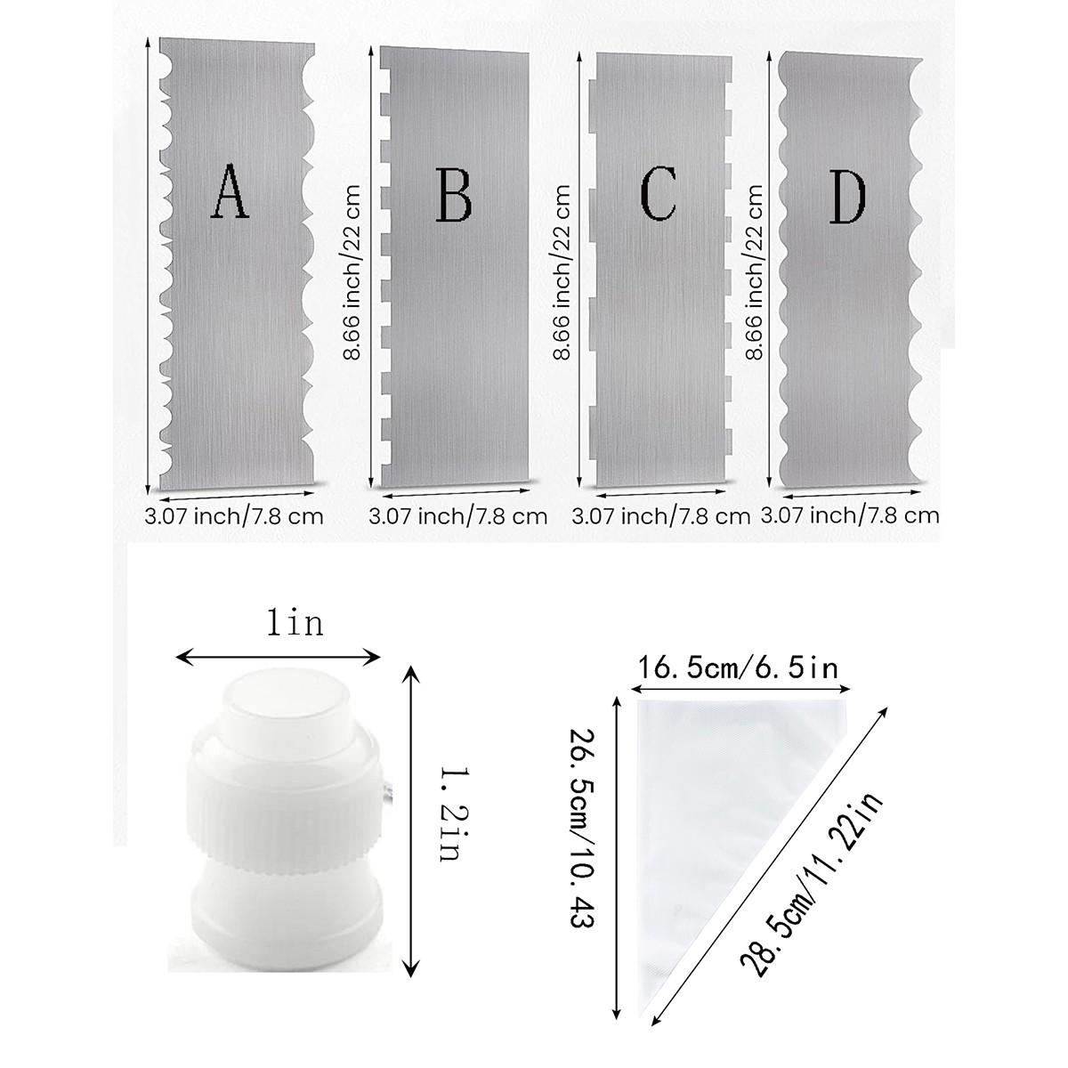 103 Piece Cake Decorating Tools Set, Stainless Steel Icing Spatula, 2 Piping Tips, 100 Pastry Bags, Smooth Edges for Large Patterns