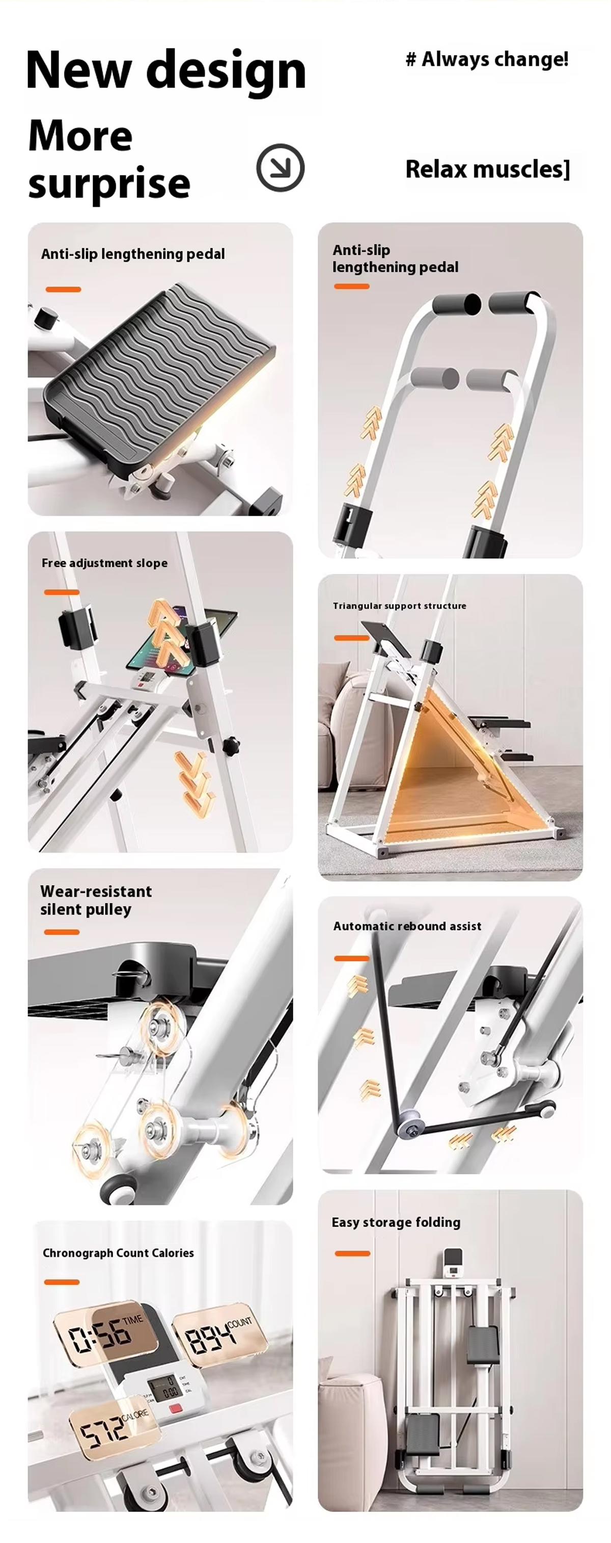 New Vertical Climbing Machine, New Version Home Fitness Stair Stepper, Sliding Machine for Full Body Workout, Compact and Foldable Climbing Machine With Adjustable Stride, Handlebars and Pedals, Suitable as a Home Gift (White)