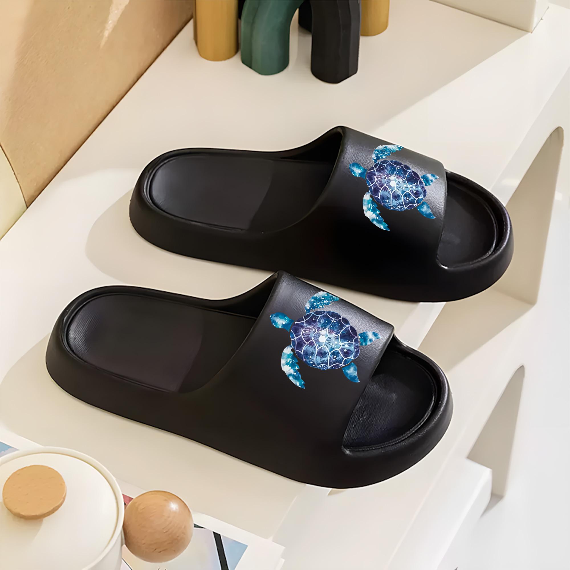 Galaxy Sea Turtle Print Slippers for Women Men Non-Slip Indoor Outdoor Comfortable Home Sandals with Soft Sole Lightweight Beach Shoes for Summer Vacation Travel