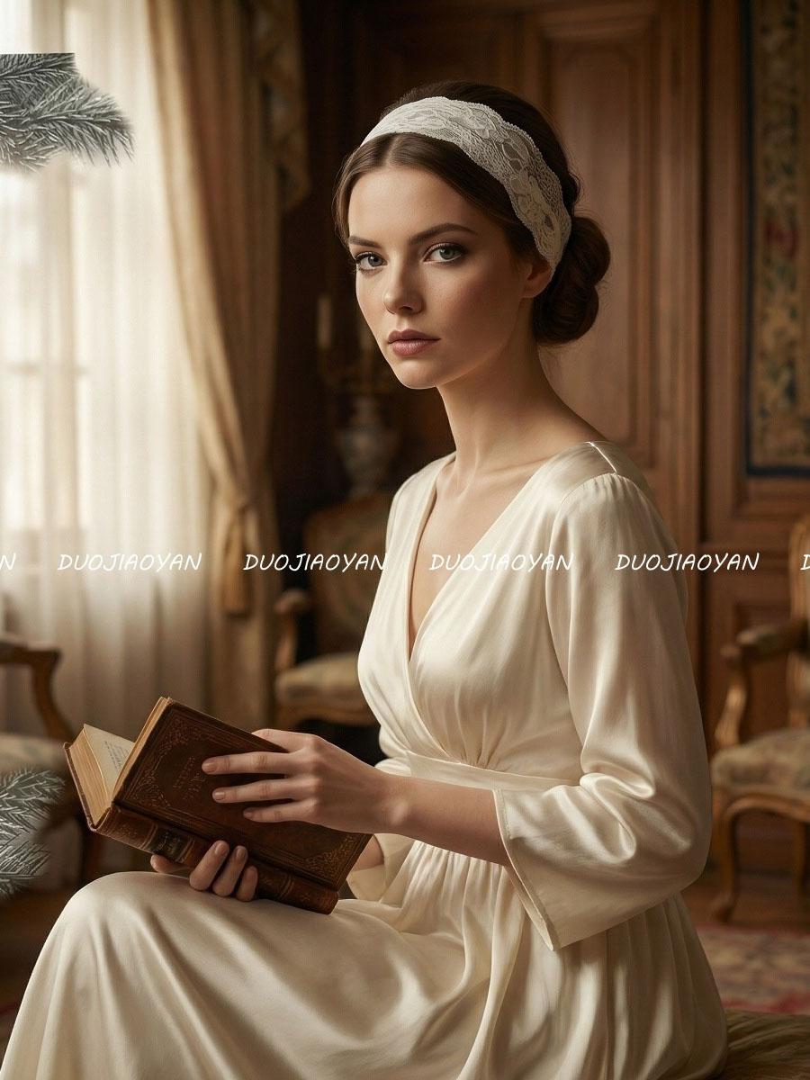 Summer Solid Color Lace Headband, Elegant French Vintage Trim Scarf, Fashion Beach Photo Accessory, 1pc Hollow Out Design