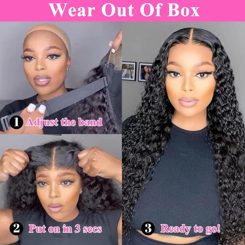 Bling Hair Easy To Wear Deep Wave 5x5 Lace Closure Wig with Pre Plucked Hairline Pre Cut Curly 6x4 Glueless Wigs Human Hair For Women