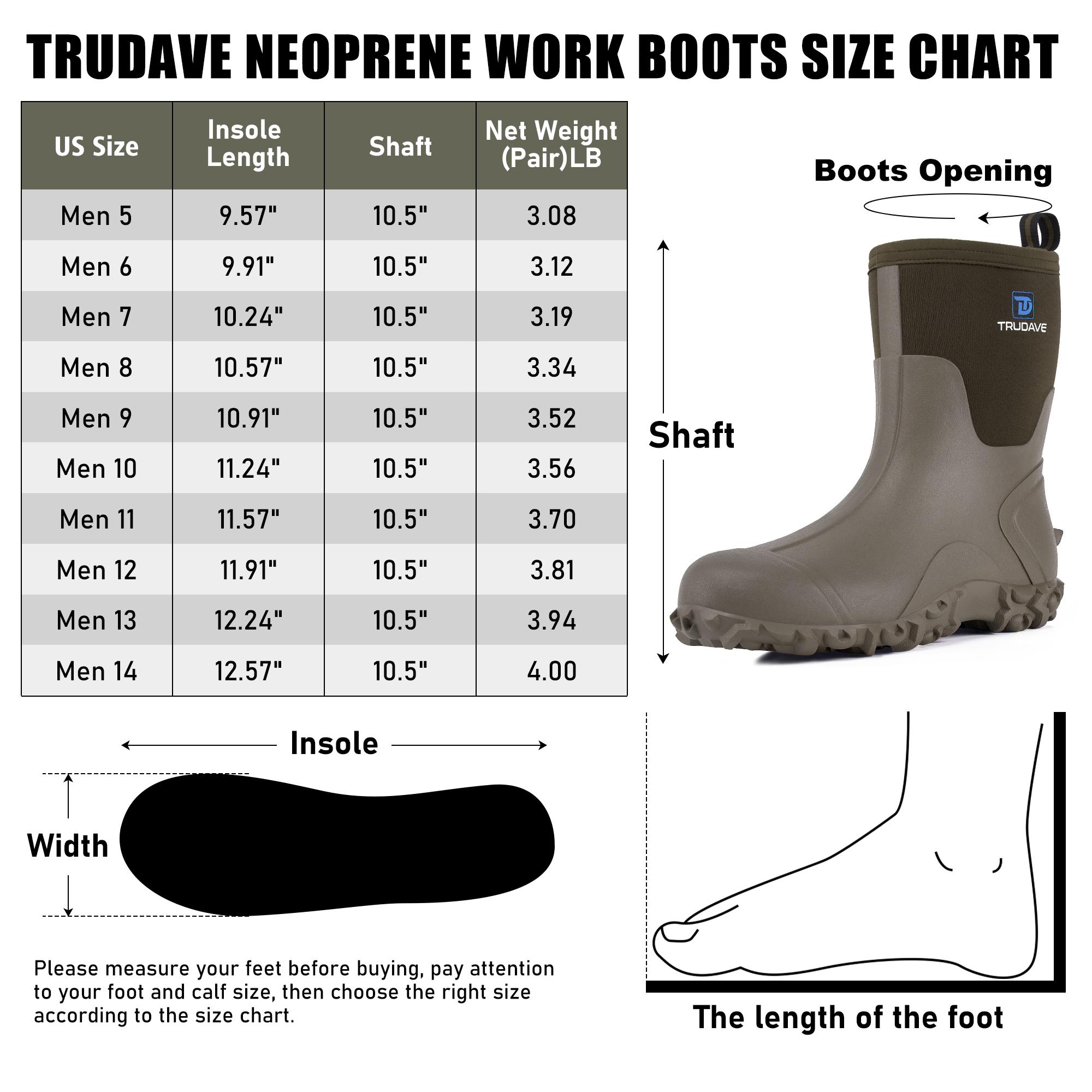 TruDave Rubber Boots for Men, 6mm Men's Mid Calf Waterproof Work Boots, Durable Anti-Slip Mud Boots for Farming Gardening Fishing  Search this page Boy Footwear Walking Shoes  Olive Green Closed Design