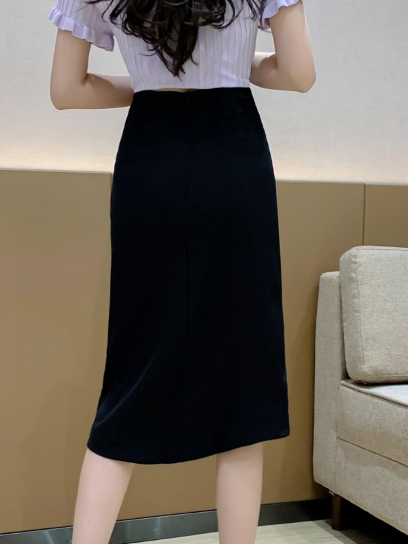 Women's High Waist A-Line Skirt, Pleated Midi Dress, Spring Summer Fashion, Slimming Hong Kong Style, New Arrival