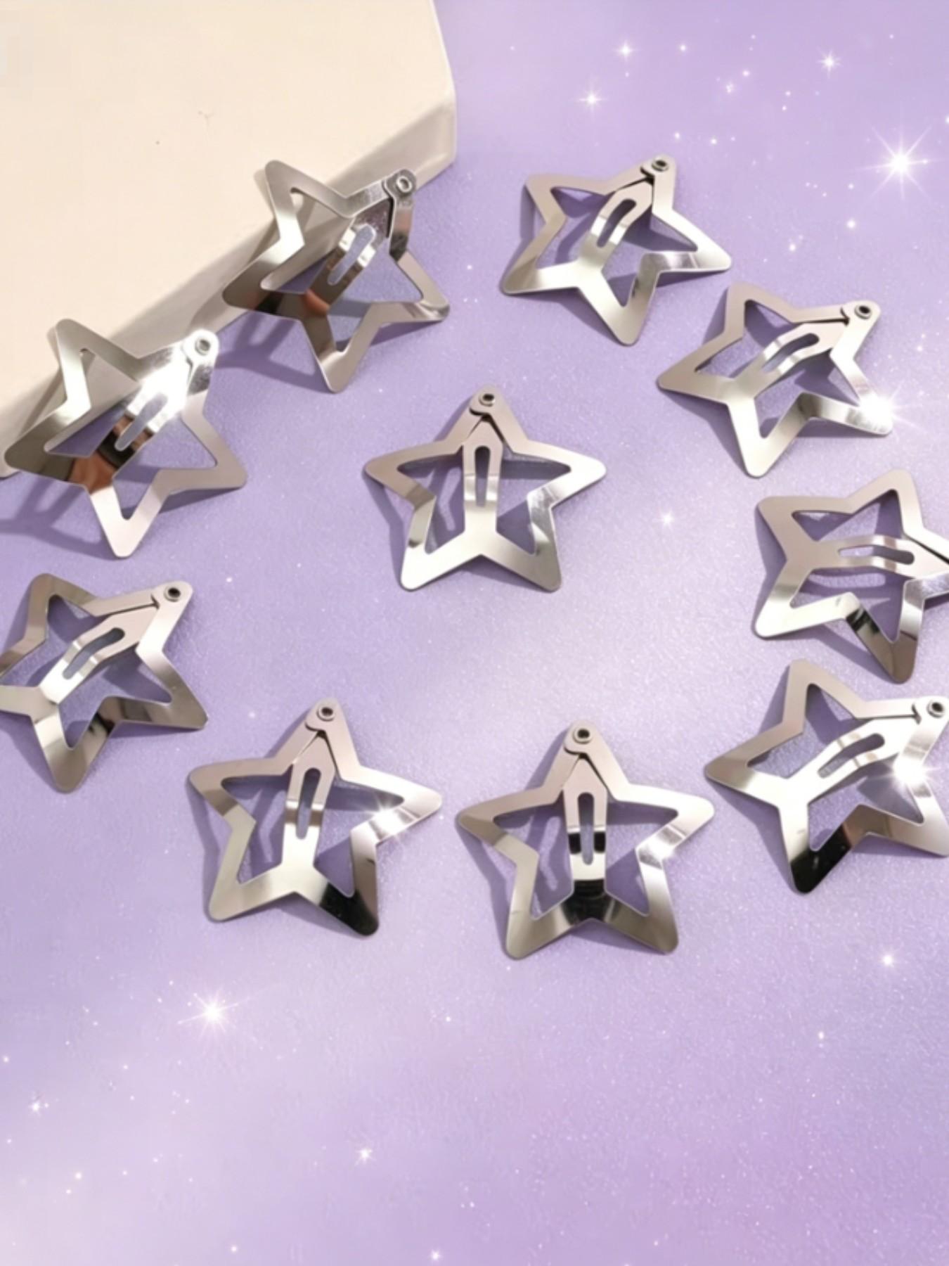 10 Pcs Women's Star Bb Clips, Fashionable Simple Shiny Design Hair Accessories, Versatile for Daily Use, Office, Dates, Parties