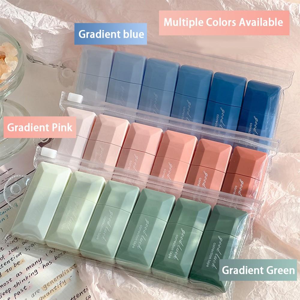 6-Pack Graduated Color Correction Tape, Smooth Multi-Color Portable Eraser Bands, Large Capacity for School & Office Use, Visual Appeal