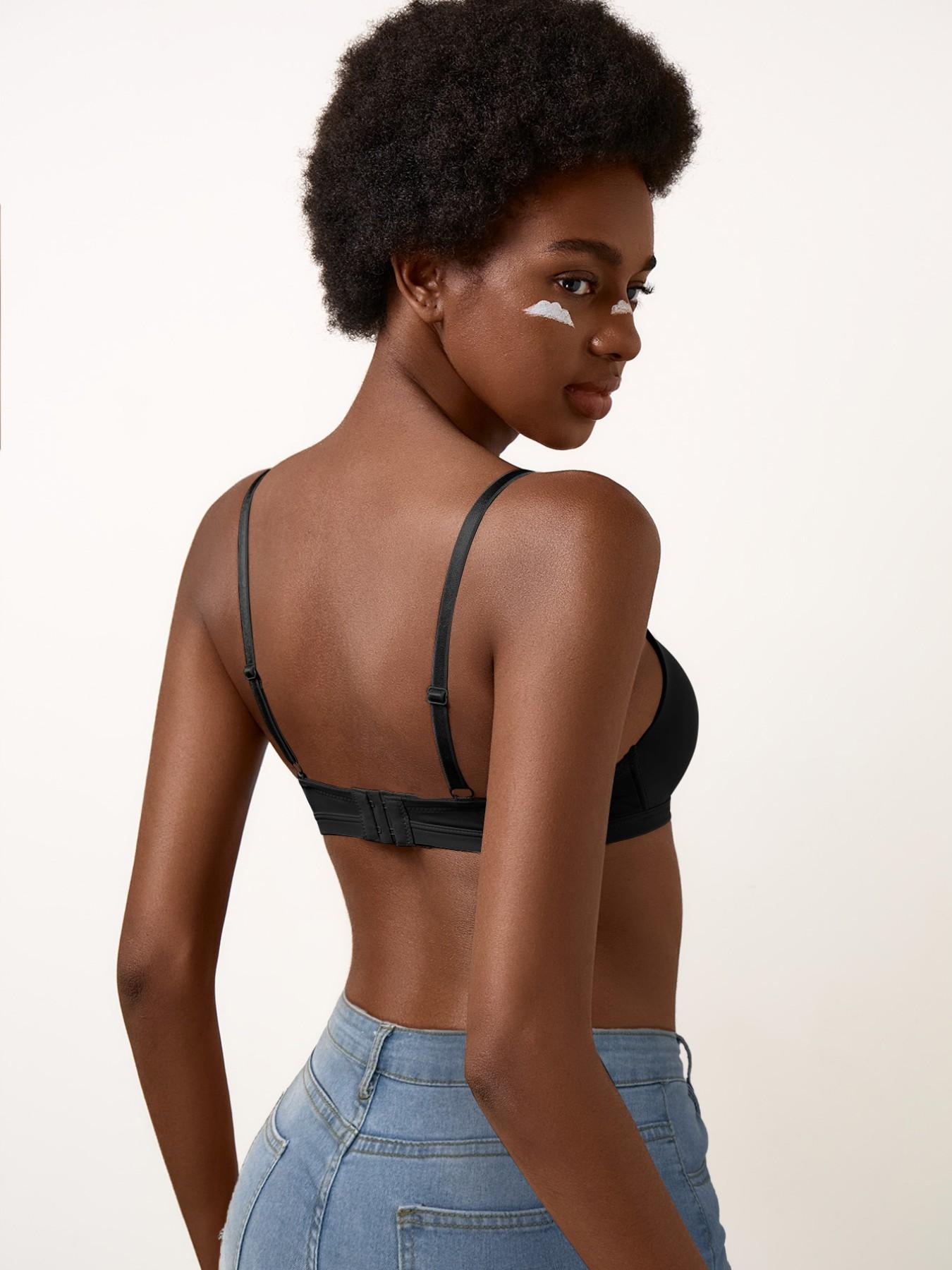 Women's Plain Invisible Seamless Push-Up Bra, Comfortable Breathable Everyday Wear, Medium Support Fitted Underwear, Soft Textured Bra