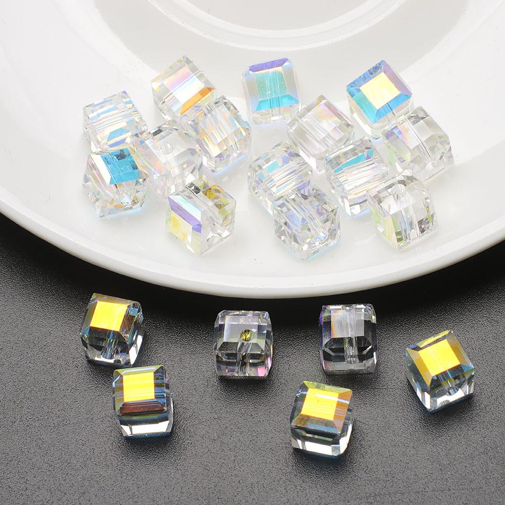 20pcs Cube Beads, Square Glass Beads, DIY Bracelet Necklace Earring Accessories, Perfect Gift, Party Decorative Beads