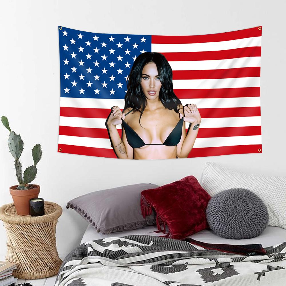 American Patchwork Flag Banner, 3x5 Feet Suitable for College Dorms, Men's Cave Wall Flag with 4 Brass Rings, Indoor Wall Decoration, Home Bedroom Decor, Home Decor Supplies
