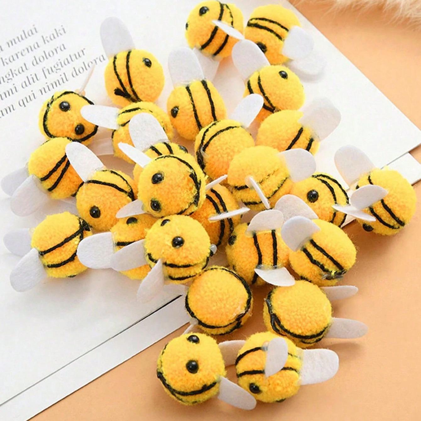 Handmade DIY Crafts Bee Ball Toys Set, Party Room Decorative Fabric Planters, Fun Insect Design, Choose Quantity (5/10/15)
