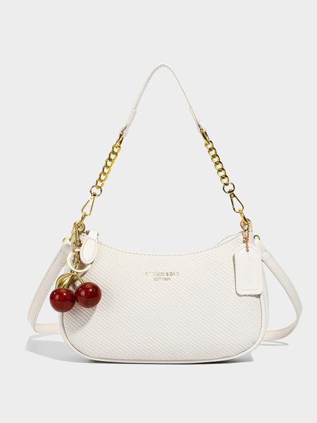 Small fresh sweet shaped shoulder handbag, white lychee pattern simple classic design, cherry pearl chain bag, exquisite fashion versatile, niche design suitable for daily commuting, shopping, etc. Small fresh sweet shaped shoulder handbag, white lychee pattern simple classic design, cherry pearl chain bag, exquisite fashion versatile, niche design suitable for daily commuting, shopping, etc.