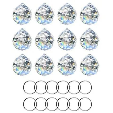 12pcs 20mm Crystal Sun Catchers, Transparent Glass Prism for Window Hanging Decor, Rainbow Pendant Making Materials, Home Decor Products