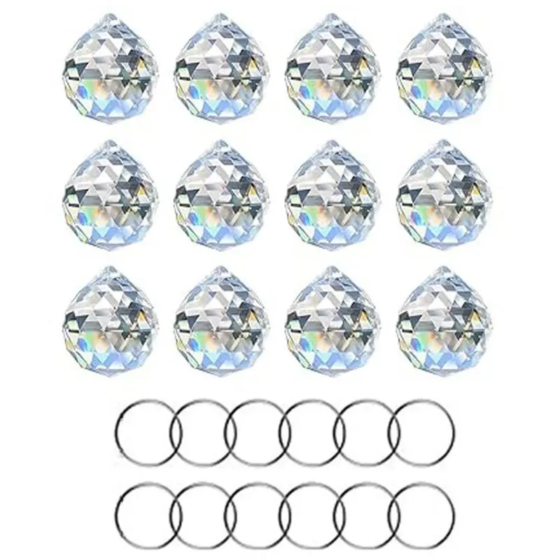12pcs 20mm Crystal Sun Catchers, Transparent Glass Prism for Window Hanging Decor, Rainbow Pendant Making Materials, Home Decor Products