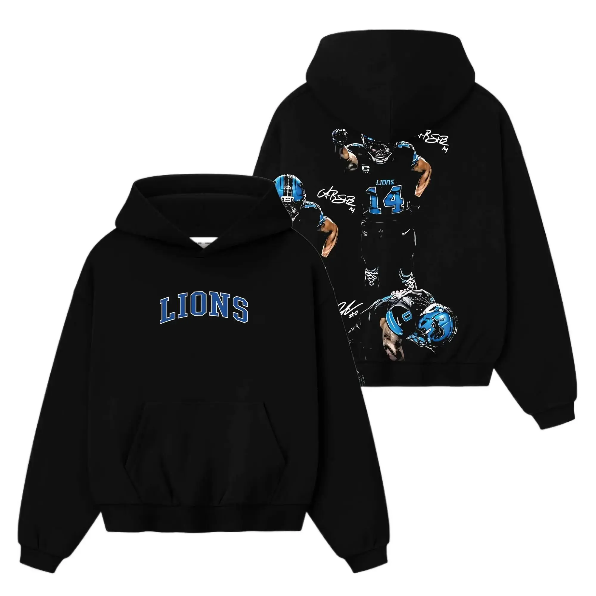 [Sale Up To 50%] Unisex Amon-Ra St. Brow x Jahmyr Gibbs Celly For One Pride Fits Cotton Hoodie  T-Shirt (Made In US), Lions Fans Outfit, Game Day Outfits, Gift For Football Fans, Football Graphic Hoodie