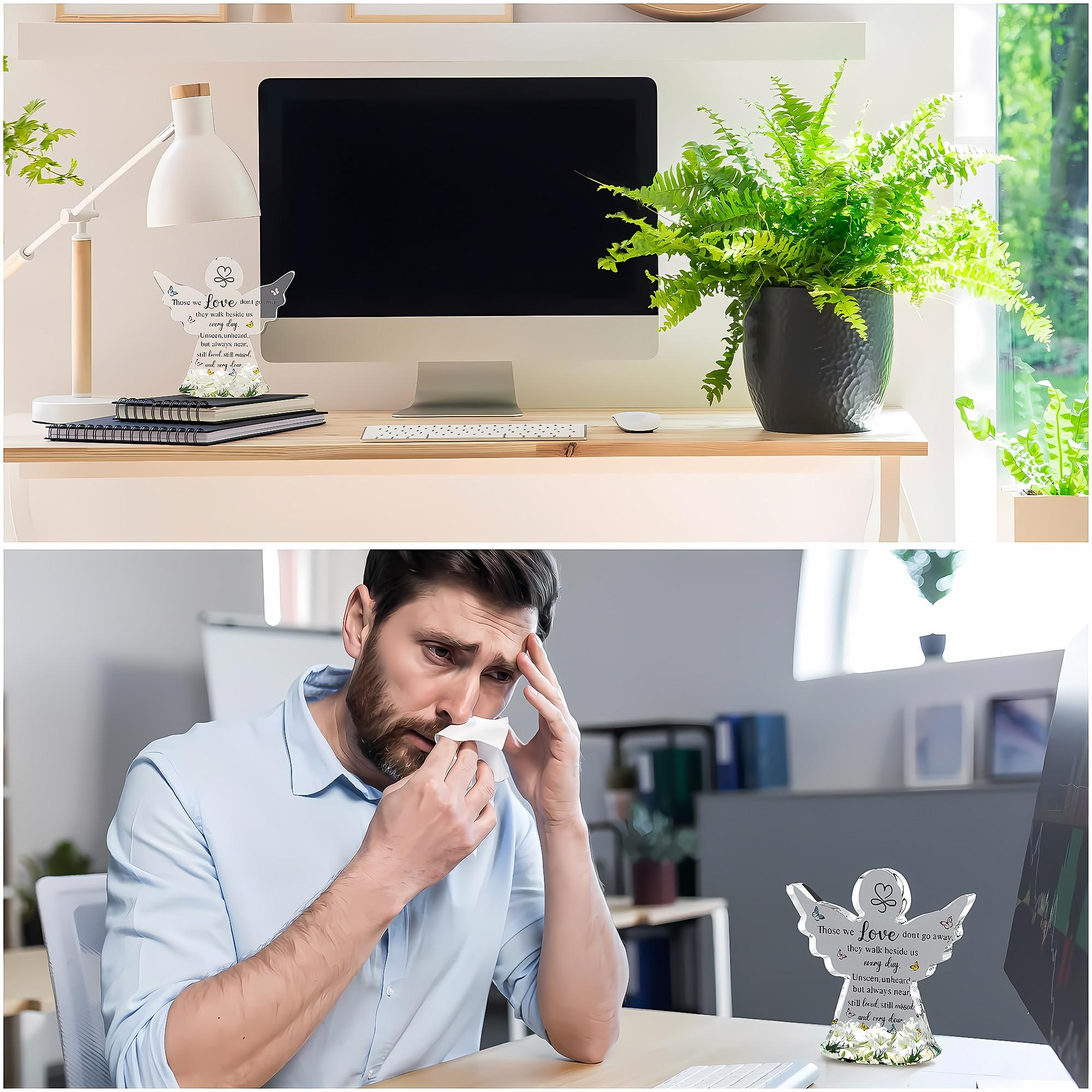 Sympathy Memorial Acrylic Angel Plaque Gift, Inspirational Bereavement Decor, Mini Room Home Decoration, Mothers Day Birthday Present