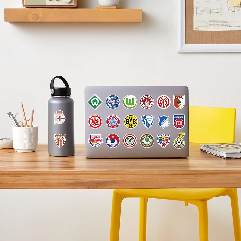 60 Sheets Football Team Logo Stickers, Sports Soccer Club Decals for Phone Case Laptop Water Bottle Decor