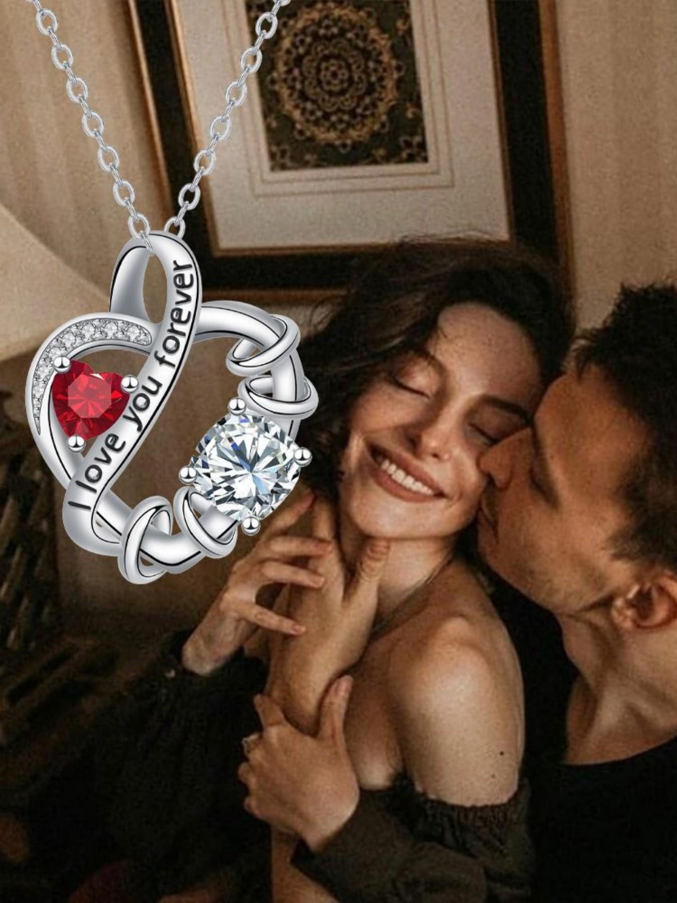 Eternal Burning Heart Original high-end heart-shaped "I Love You" gem necklace with luxury premium design.Paired with a preserved rose & teddy bear gift box.Perfect mysterious gift for festivals, birthdays, Valentine's Day, Mother's Day and Christmas.