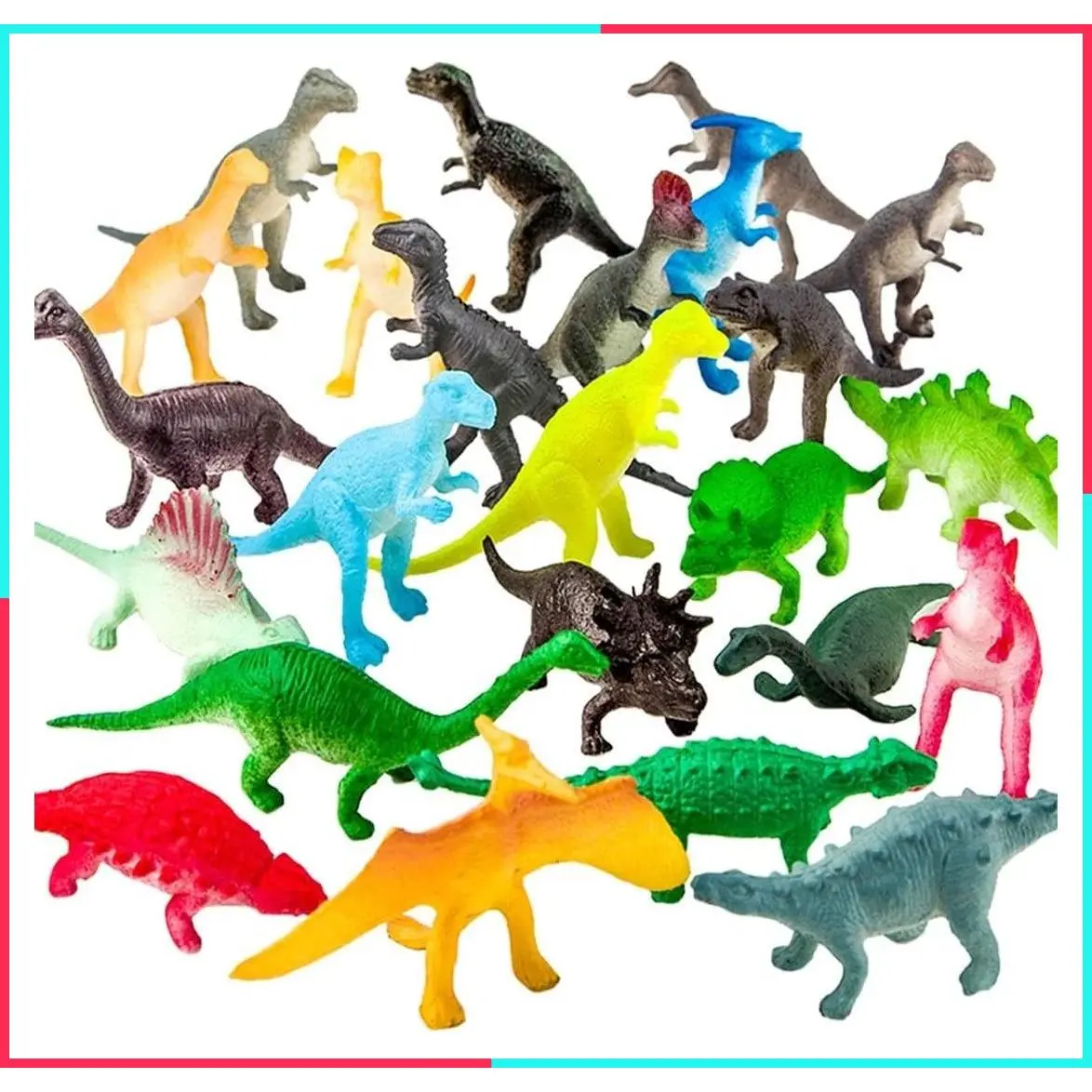 82 Piece Mini Dinosaur Toy Set - Assorted Vinyl Plastic Figures for Kids Toddlers, Dino Party Favors, Birthday Cupcake Toppers, Pinata Filler, School Carnival Prizes, Goodie Bag Stuffers